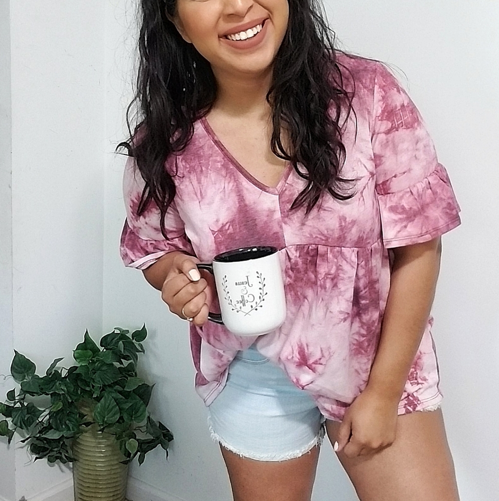 WHAT A DAY TIE DYE RUFFLE TUNIC TOP - Picture 16 of 16